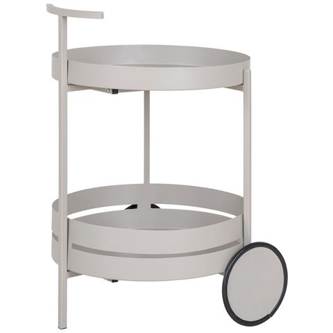 Carrello Bar Beja In Acciaio Grigio 2 Ripiani Rotondi 40x42x61 Cm - Foto 1