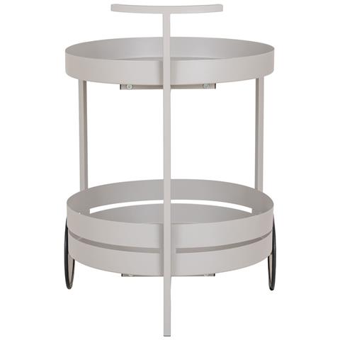 Carrello Bar Beja In Acciaio Grigio 2 Ripiani Rotondi 40x42x61 Cm - Foto 2