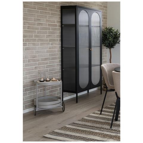 Carrello Bar Beja In Acciaio Grigio 2 Ripiani Rotondi 40x42x61 Cm - Foto 5