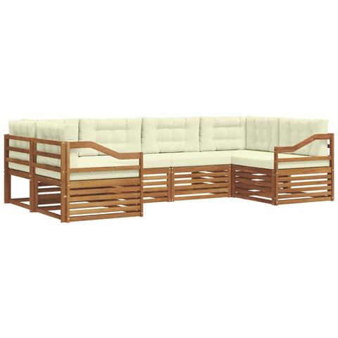 Set divani 6 pcs Naturale e Crema Legno di Acacia Massello - Foto 1