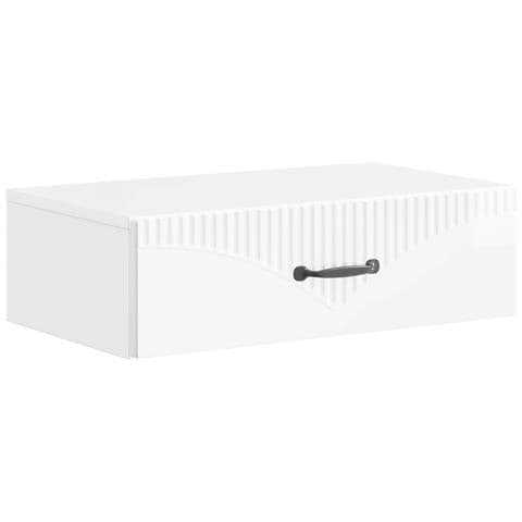 Tavolino da Parete Laterale Bianco Lucido 59 x 34,5 x 17 cm - Foto 1