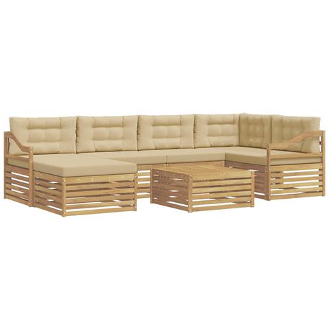 Set di divani da esterno con cuscino 7 pcs Bianco e Beige - Foto 1