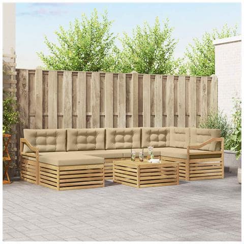 Set di divani da esterno con cuscino 7 pcs Bianco e Beige - Foto 2