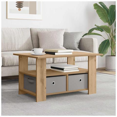 Tavolino da salotto Rovere artigianale 77 x 55 x 42 cm - Foto 2