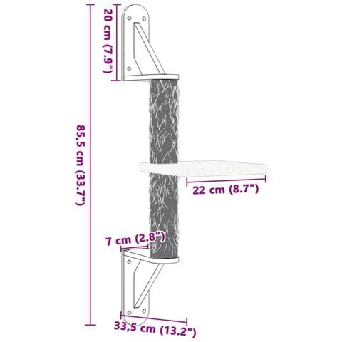 Albero per Gatti con Tiragraffi a Parete Crema 85,5 cm - Foto 7