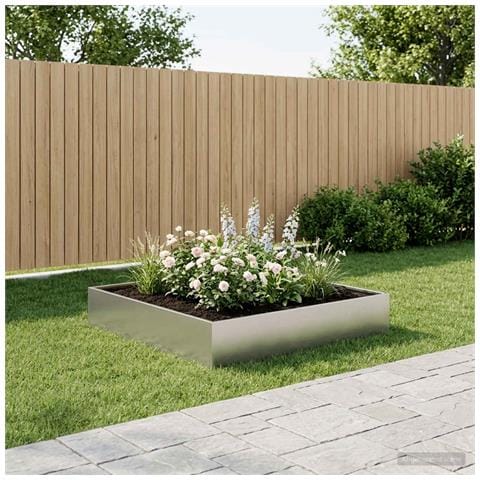 Vaso da giardino Argento 100 x 100 x 20 cm Acciaio zincato - Foto 2