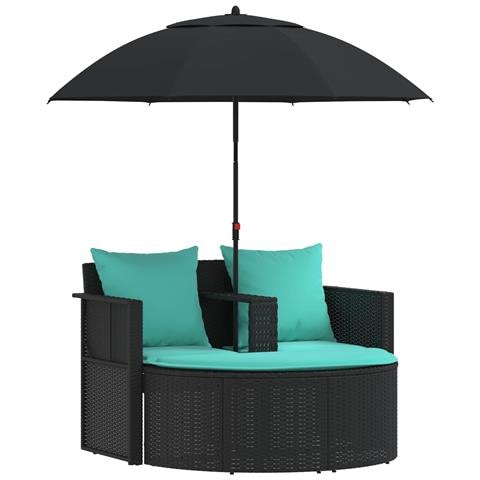 Divano da giardino 8 pz polyrattan Nero e Turchese - Foto 1