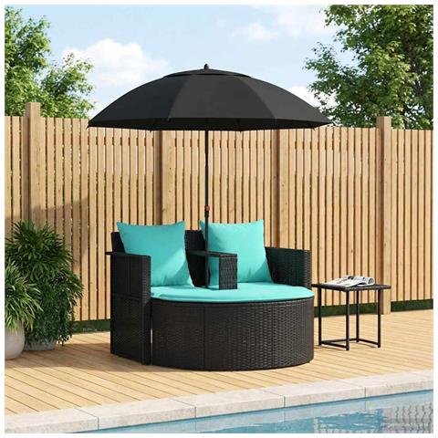 Divano da giardino 8 pz polyrattan Nero e Turchese - Foto 2