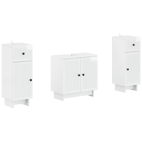 Set di Armadi da Bagno da 2 Pezzi EDE Bianco Lucido - Foto 1