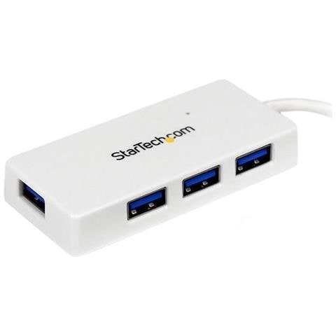 Hub portatile mini USB 3.0 SuperSpeed a 4 porte - Perno e concentratore Ultrabook USB 3.0 con cavo integrato - Bianco - Foto 2