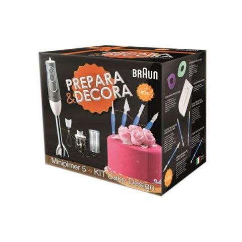 Frullatore ad Immersione Multiquick 5 MQ525KITDECORA con Recipiente da 0,6 L Potenza 600 Watt Colore Bianco / Silver - Foto 3