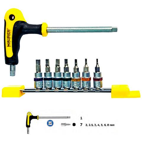 Set inserti esagonali a bussola 8 pezzi attacco 1/4'' acciaio satinato - Foto 2