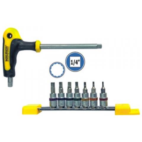 Set inserti esagonali a bussola 8 pezzi attacco 1/4'' acciaio satinato - Foto 3