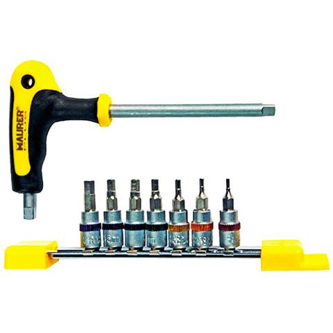 Set inserti esagonali a bussola 8 pezzi attacco 1/4'' acciaio satinato - Foto 1
