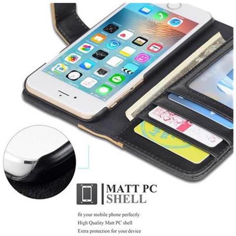 Custodia Compatibile Con Apple Iphone 6 / Iphone 6s In Nero Cachi - Coperchio Protettivo Con Funzione Stand E Tasca Per Carte Di Credito Con Design Bicolore - Foto 10