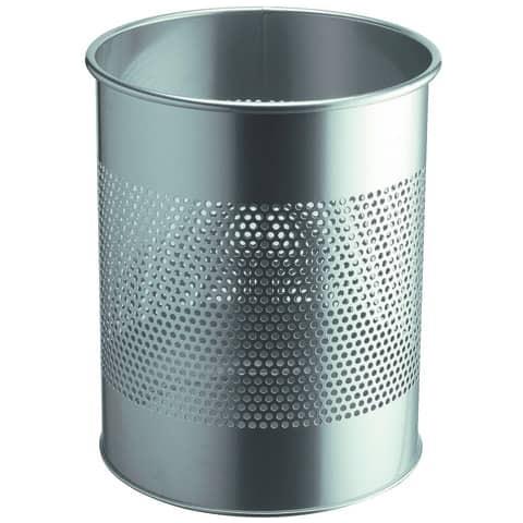 Cestino Gettacarte Cilindrico Con Superficie Perforata 165mm Acciaio Argento Metallizzato - 331023 - Foto 1