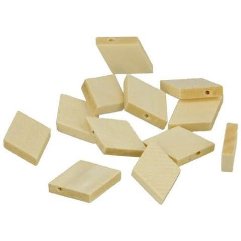 7 Perline Di Legno A Forma Di Diamanti 30 Millimetri - Foto 1