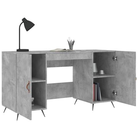 Scrivania Grigio Cemento 140x50x75 Cm In Legno Multistrato - Foto 10