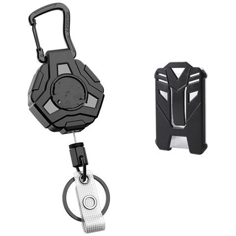 Porta Carte Yo-yo Estraibile Per Tessera Di Accesso, Carta D'identità Black - Foto 1
