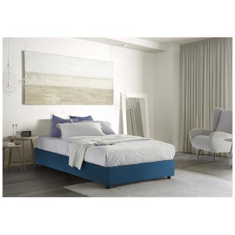 TALAMO ITALIA Letto Piazza E Mezza Arianna Letto Contenitore Con Rivestimento In Tessuto 100% Made In Italy Apertura Frontale Adatto Per Materasso Cm 120x200 Blu