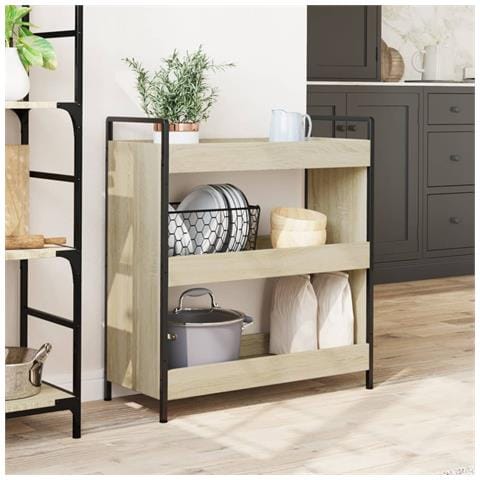 Carrello Da Cucina Rovere Sonoma 70x30x82 Cm Legno Multistrato - Foto 3