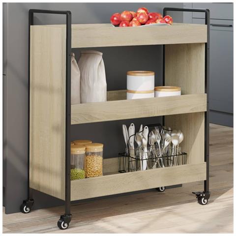Carrello Da Cucina Rovere Sonoma 70x30x82 Cm Legno Multistrato - Foto 1