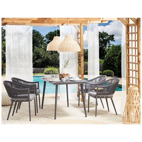 Tavolo Da Pranzo Da Giardino Mileto 140 Cm 80 Cm Vetro Grigio - Foto 1