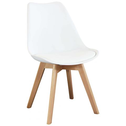 Sedia Da Interno In Legno E Materiale Plastico Con Seduta Imbottita Gary - White - Foto 1