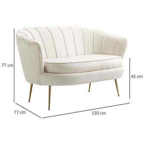 Divano Vintage 2 Posti Industrial Chic, Divanetto Francese Per Ingrasso In Velluto, 130x77x77cm - Foto 2