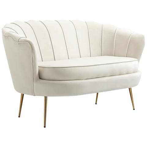 Divano Vintage 2 Posti Industrial Chic, Divanetto Francese Per Ingrasso In Velluto, 130x77x77cm - Foto 1