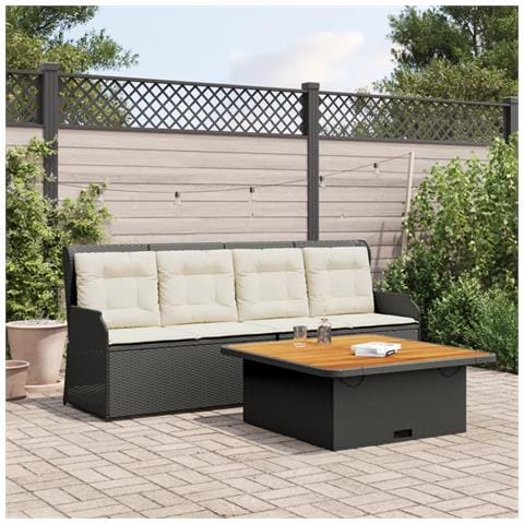 Set Divani Da Giardino 3 Pz Con Cuscini In Polyrattan Nero - Foto 8