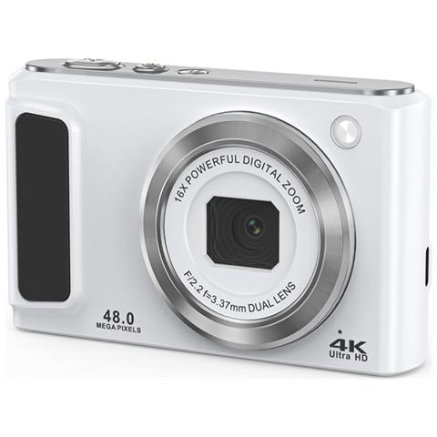 Fotocamera Digitale 4k Hd Con Fotocamera Anteriore E Posteriore E Stabilizzazione White - Foto 1