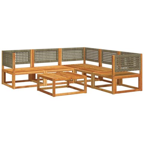 Set Divano da Giardino 6 pz con Cuscini in Massello di Acacia - Foto 2