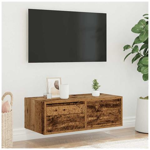 Mobile Porta TV con Luci LED Legno Antico 75x35,5x25 cm - Foto 2