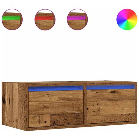 Mobile Porta TV con Luci LED Legno Antico 75x35,5x25 cm - Foto 1