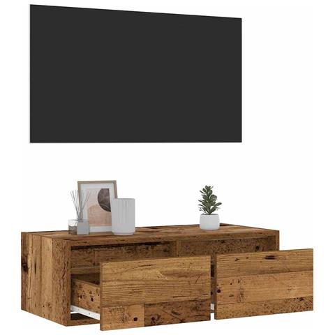 Mobile Porta TV con Luci LED Legno Antico 75x35,5x25 cm - Foto 10