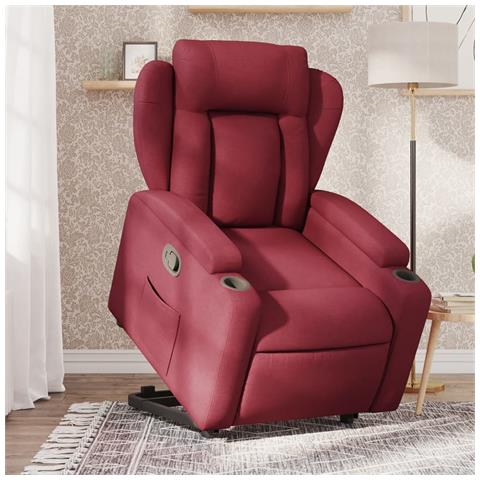 Poltrona Alzapersona Reclinabile Rosso Vino In Tessuto - Foto 1