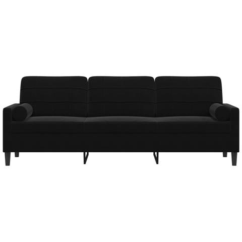 Divano A 3 Posti Con Cuscini Nero 210 Cm In Velluto - Foto 3