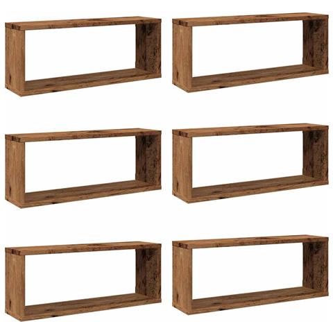 Mensole A Cubo Muro 6 Pz Legno Antico 60x15x23 Cm In Truciolato - Foto 2
