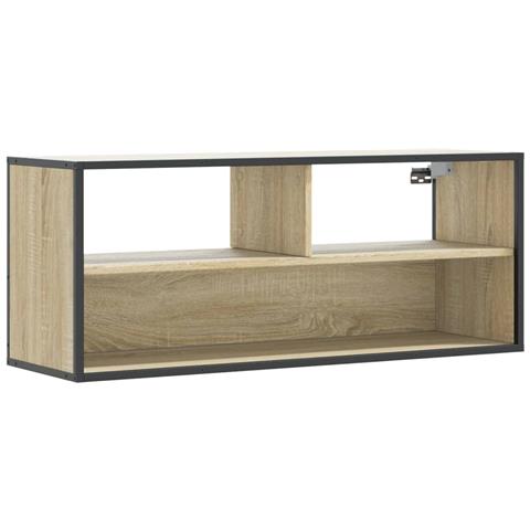 Mobile Tv Rovere Sonoma 100x31x39,5cm Legno Multistrato Metallo - Foto 2