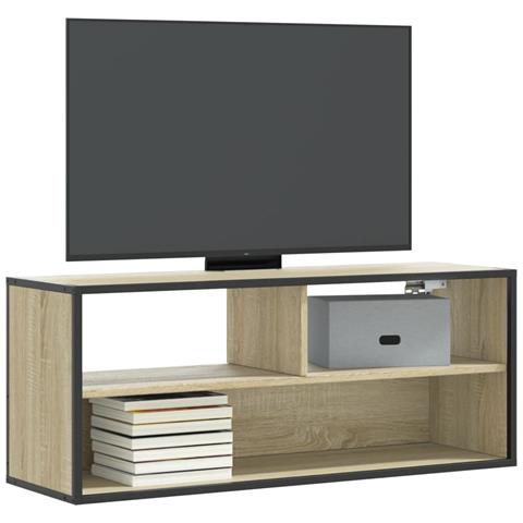 Mobile Tv Rovere Sonoma 100x31x39,5cm Legno Multistrato Metallo - Foto 1