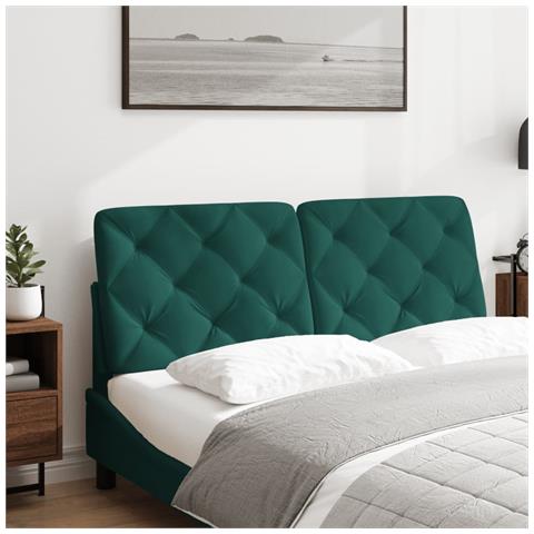 Cuscino Testiera Verde Scuro 120 Cm In Velluto - Foto 2