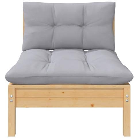 Divano Centrale Da Giardino Con Cuscini Grigio Massello Di Pino - Foto 1