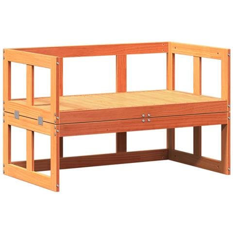 Lusso Casadino - Panca Divano Da Giardino Estensibile Marrone Cera Massello Pino - Foto 1