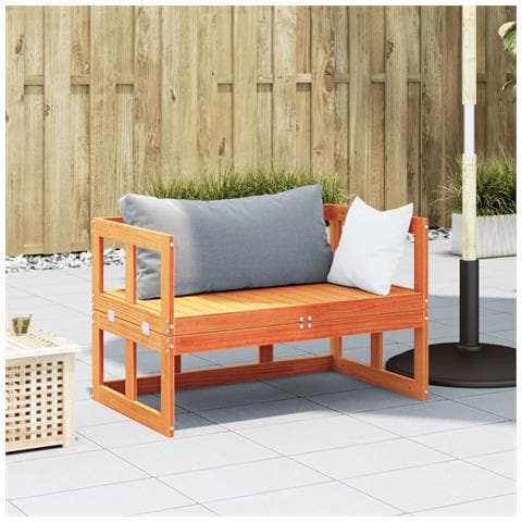 Lusso Casadino - Panca Divano Da Giardino Estensibile Marrone Cera Massello Pino - Foto 2