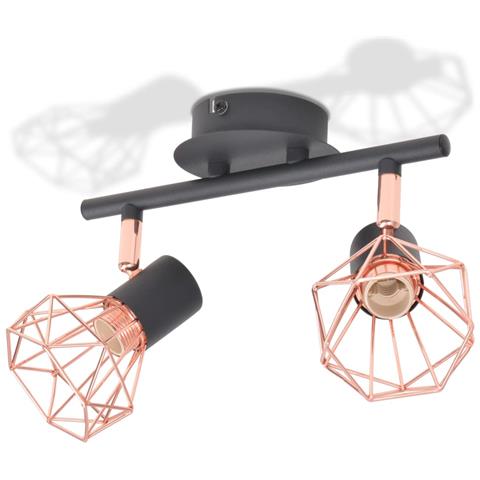 Lusso Casadino - Plafoniera Con 2 Faretti E14 Nera E Rame - Foto 1