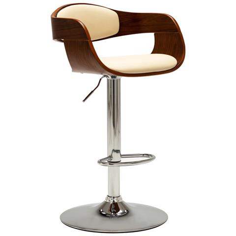 Sedie Da Bar 2 Pz Crema In Legno Piegato E Similpelle - Foto 2