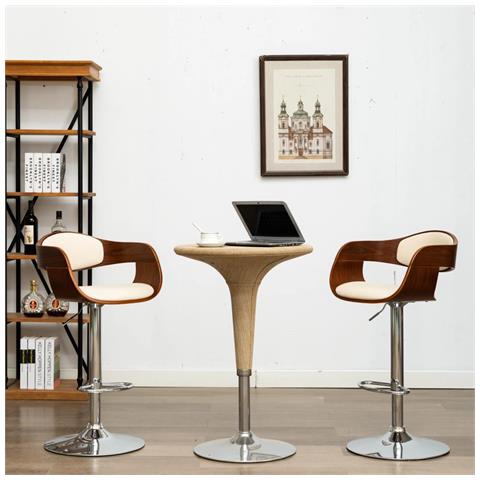 Sedie Da Bar 2 Pz Crema In Legno Piegato E Similpelle - Foto 8