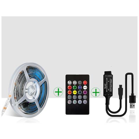 Kit Striscia Led Rgb 5m Con Telecomando Musicale A 20 Tasti - Foto 2
