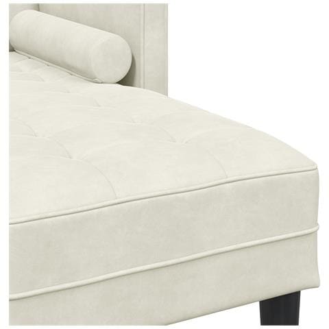 Divano da Giardino  con Panca e Cuscini in Velluto Crema, Divano ad Angolo  Crema 173x131x67 cm in Velluto, Panca  Crema 113 cm in Velluto - Foto 9